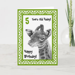 Cute Baby Giraffe Kids Birthday Card