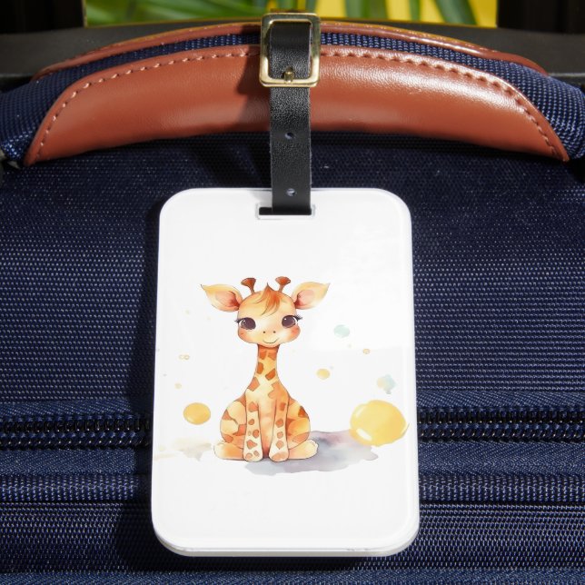 Cute Baby Giraffe Luggage Tag (Front Insitu 2)