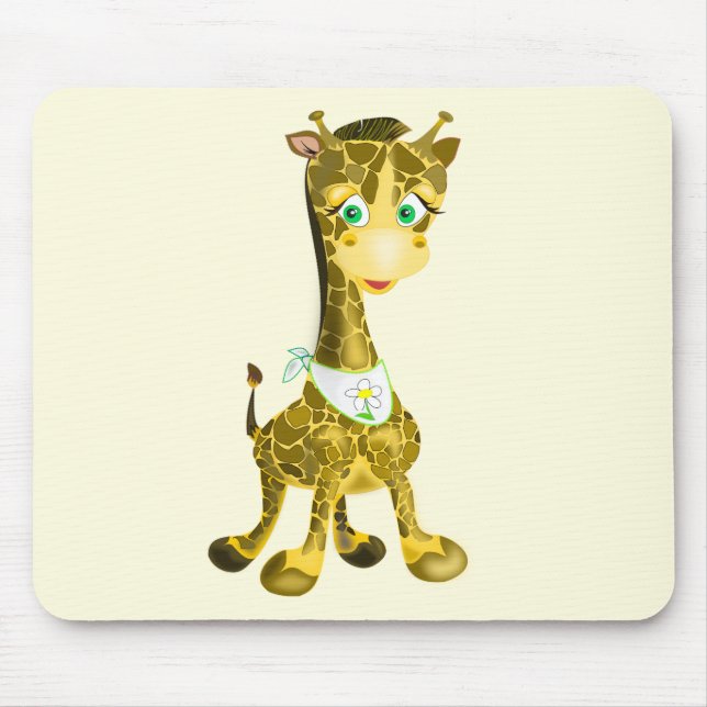 Cute Baby Giraffe Mouse Mat (Front)