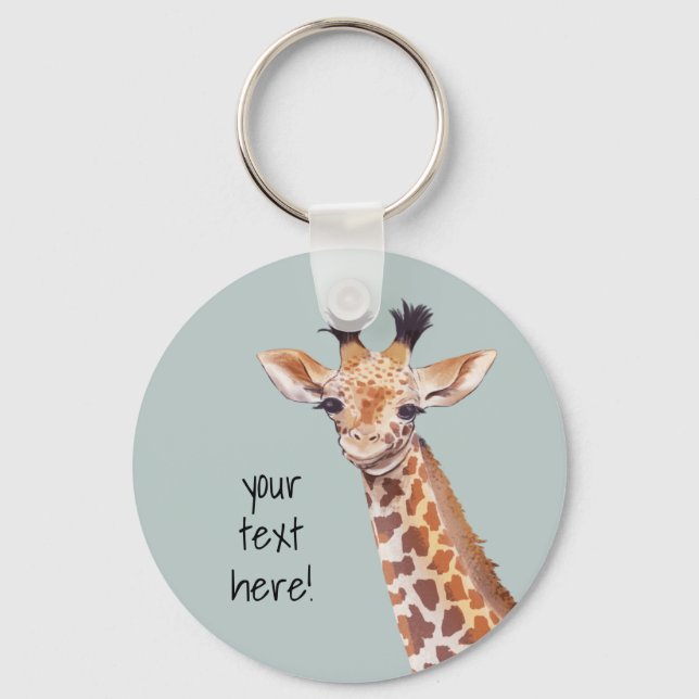 Cute Baby Giraffe  Personalised   Key Ring (Front)