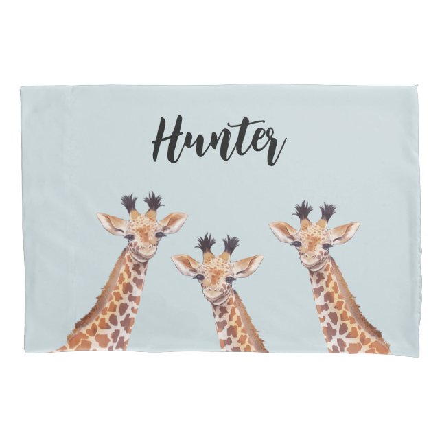 Cute Baby Giraffe Personalised Pillowcase (Front)