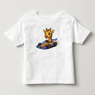 Cute Baby Giraffe Race Car Driver Toddler T-Shirt