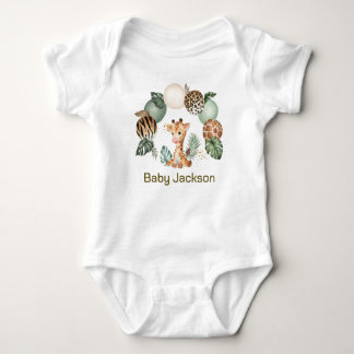 Cute Baby Giraffe Safari Animal Print Bodysuit