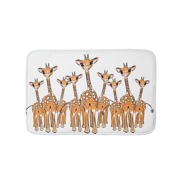 Cute Baby Giraffe, safari animals Bath Mat (Front)