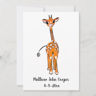 Cute Baby Giraffe, safari animals  Invitation