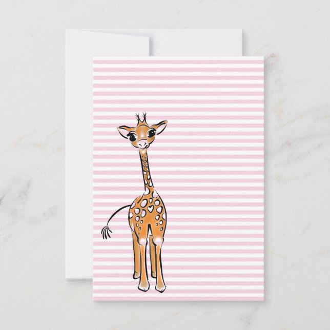 Cute Baby Giraffe, safari animals, pink stripes (Front)