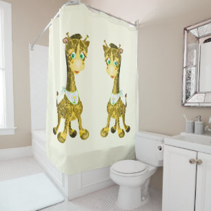 Cute Baby Giraffe Shower Curtain