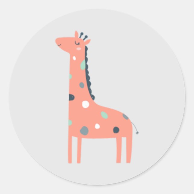 Cute baby giraffe sleeping classic round sticker (Front)