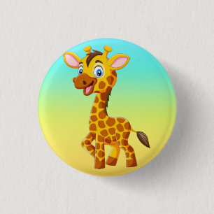 Cute Baby Giraffe Smiling Cartoon-35280 3 Cm Round Badge