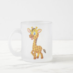 Cute Baby Giraffe Smiling Cartoon-35280 Frosted Glass Coffee Mug