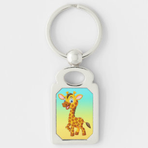 Cute Baby Giraffe Smiling Cartoon-35280 Key Ring