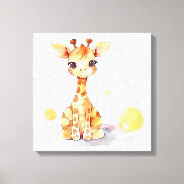 Cute Baby Giraffe Stretched Canvas Print (Front)
