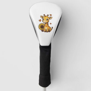 Cute Baby Giraffe Sunflower Vintage Engraving Tee_ Golf Head Cover
