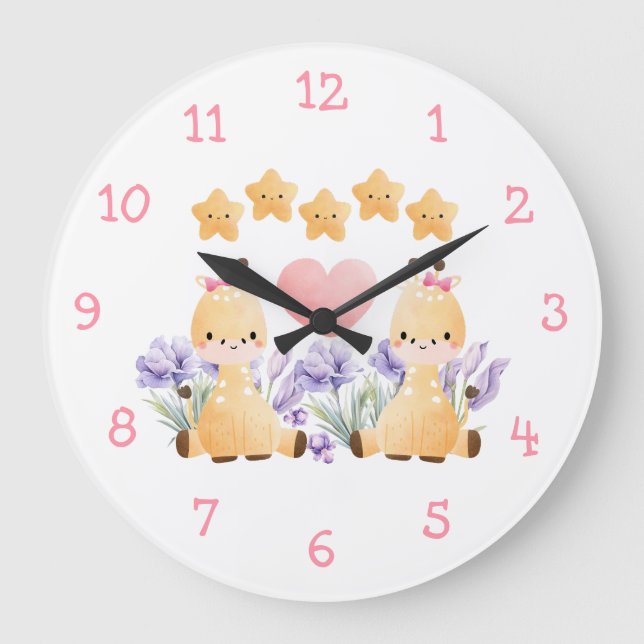 Cute Baby Giraffe Wall Clock | We're a Perfect Duo (Front)