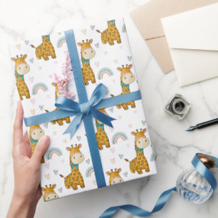 Cute Baby Giraffe wearing a neck-tie Wrapping Paper