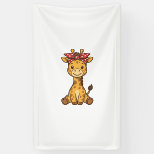 Cute Baby Giraffe with Bow Vintage Vector Design_1 Banner