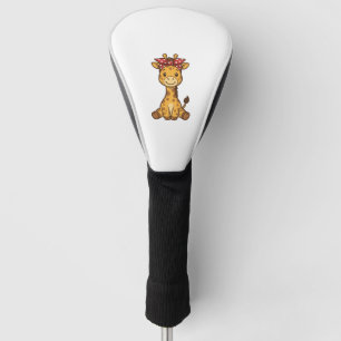 Cute Baby Giraffe with Bow Vintage Vector Design_1 Golf Head Cover