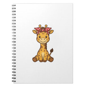 Cute Baby Giraffe with Bow Vintage Vector Design_1 Notebook