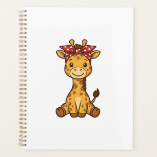 Cute Baby Giraffe with Bow Vintage Vector Design_1 Planner