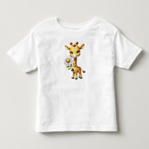 Cute Baby Giraffe with Daisy Flower-88681 Toddler T-Shirt