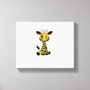 cute Baby Giraffe with pink bow Canvas Print