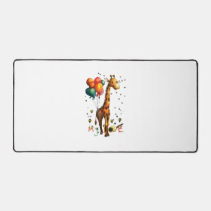 Cute Baby Giraffe Wth Colourful Balloons And Vivid Desk Mat
