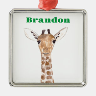Cute Baby Giraffe Zoo Jungle Safari Animals Metal Tree Decoration