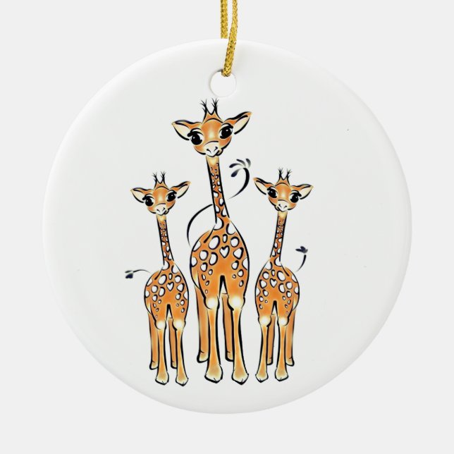 Cute Baby Giraffes, safari animals Ceramic Tree Decoration (Front)