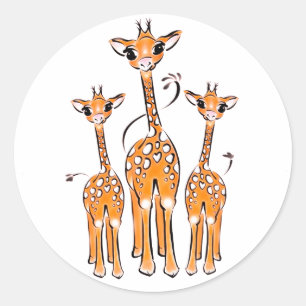 Cute Baby Giraffes, safari animals Classic Round S Sticker