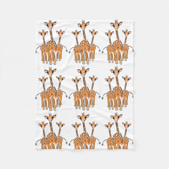 Cute Baby Giraffes, safari animals Fleece Blanket (Front)