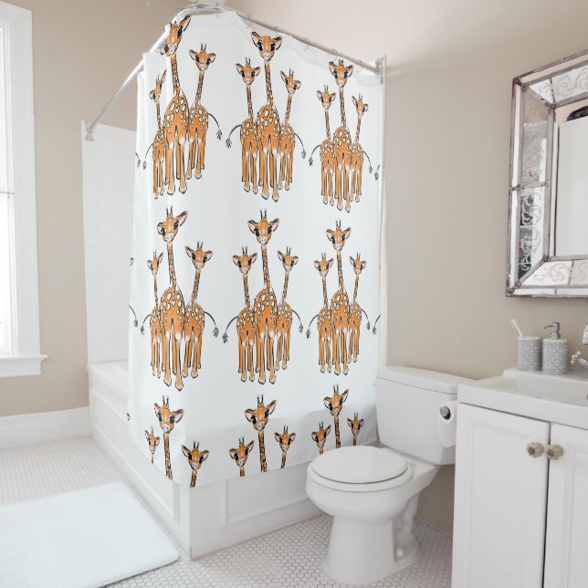 Cute Baby Giraffes, safari animals Shower Curtain (In Situ)