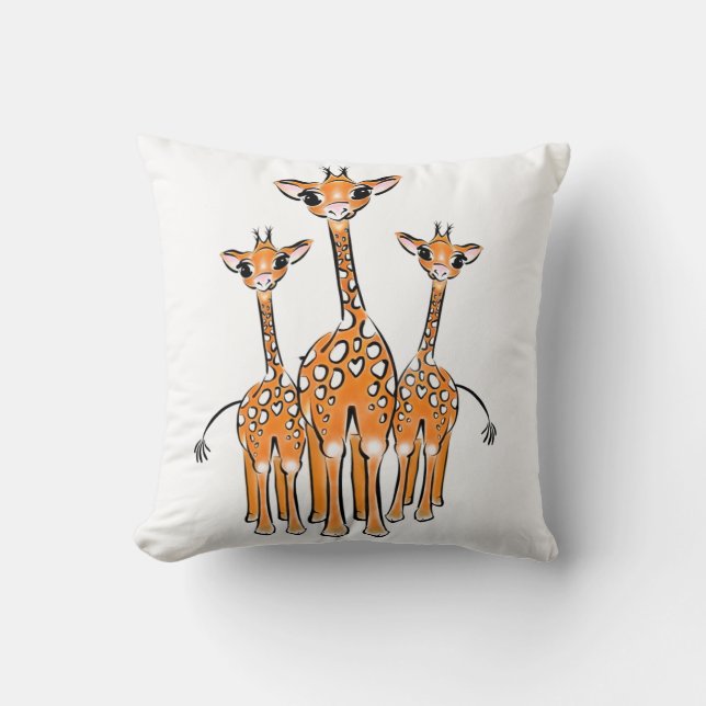 Cute Baby Giraffes, safari animals Throw Pillow (Front)