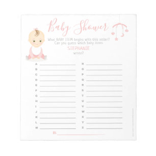 Cute Baby Girl and her Mobile Baby Shower Game Notepad