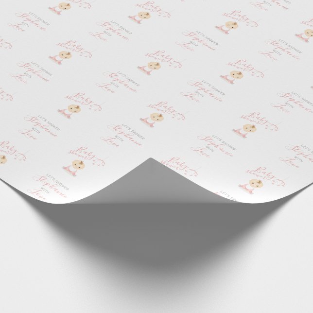 Cute Baby Girl and her Mobile Baby Shower Wrapping Paper (Corner)