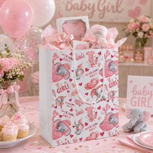 Cute Baby Girl Baby Shower & Newborn Girl Present Medium Gift Bag