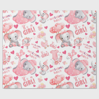 Cute Baby Girl Baby Shower & Newborn Girl Present Wrapping Paper