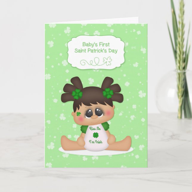 Cute Baby Girl, Baby's 1st Saint Patrick's Day Card (Front)