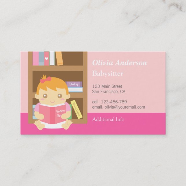 Cute Baby Girl Babysitting Business Cards (Front)