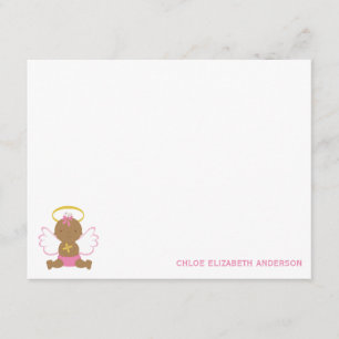 Cute Baby Girl Baptism Thank You Notes Invitation