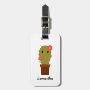 Cute baby girl cactus luggage tag