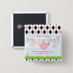 Cute Baby Girl Clothes Line 15 Cm Square Badge
