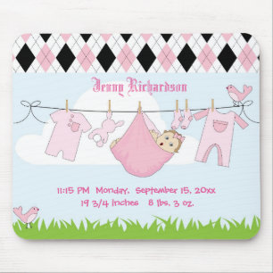 Cute Baby Girl Clothes Line Mouse Mat