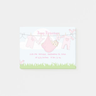 Cute Baby Girl Clothes Line Post-it Notes