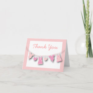 Cute Baby Girl Clothes on the LIne Thank You Card