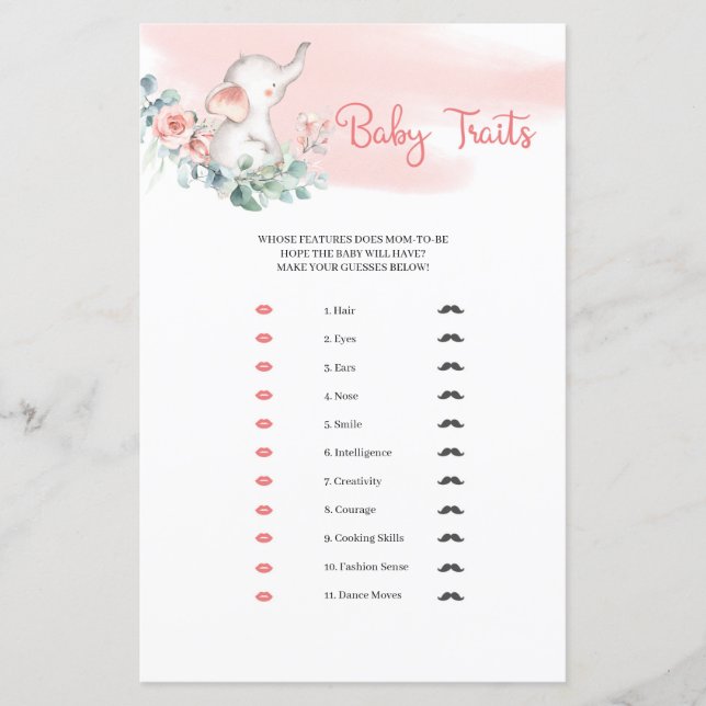 Cute baby Girl Elephant Eucalyptus Baby Traits  (Front)