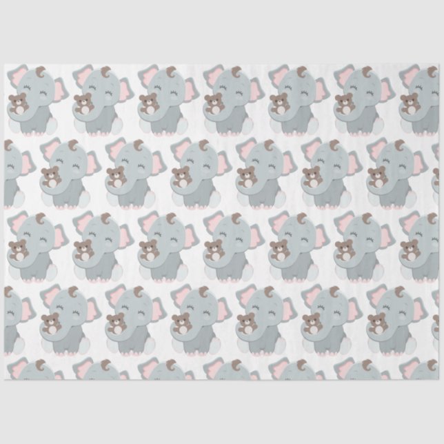 Cute baby girl elephant party tissue tissue paper (Front)