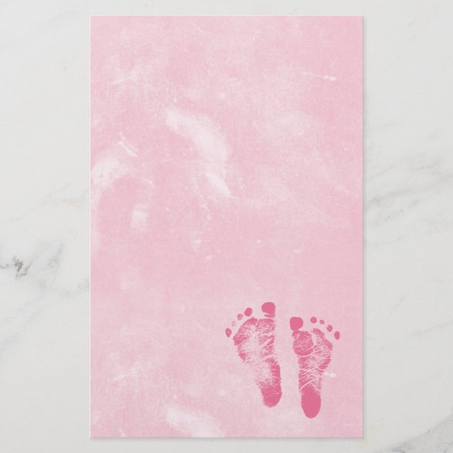 Cute Baby Girl Footprints Stationery (Front)