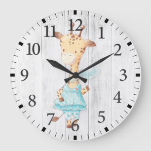 Cute Baby Girl Giraffe Wall Clock