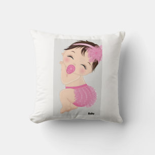 Cute Baby Girl in Pink Dress Cushion Adorable Sw