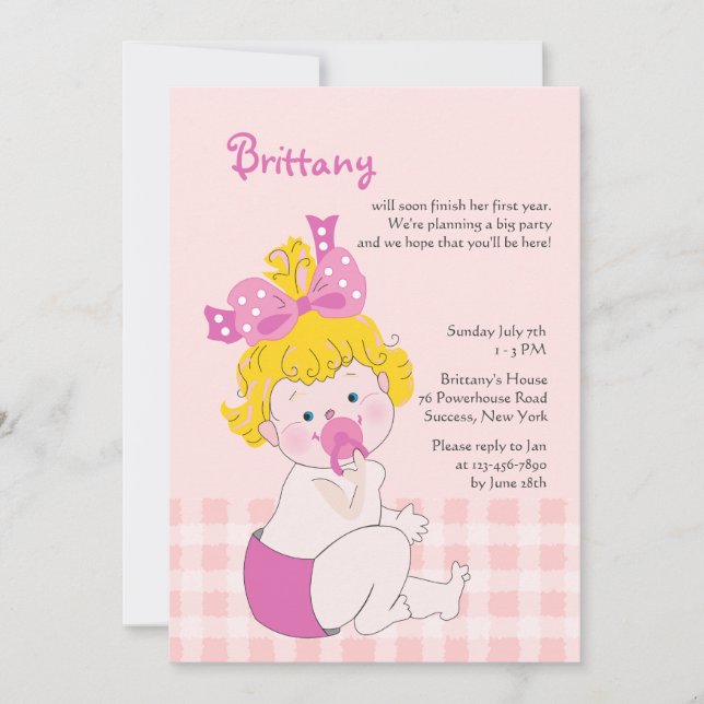 Cute Baby Girl Invitation (Front)